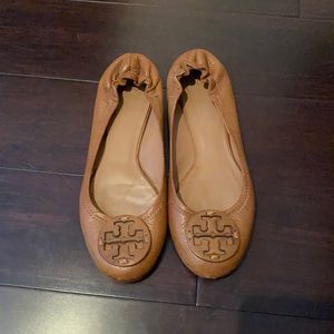 Brown leather Tory Burch ballet flats size 7